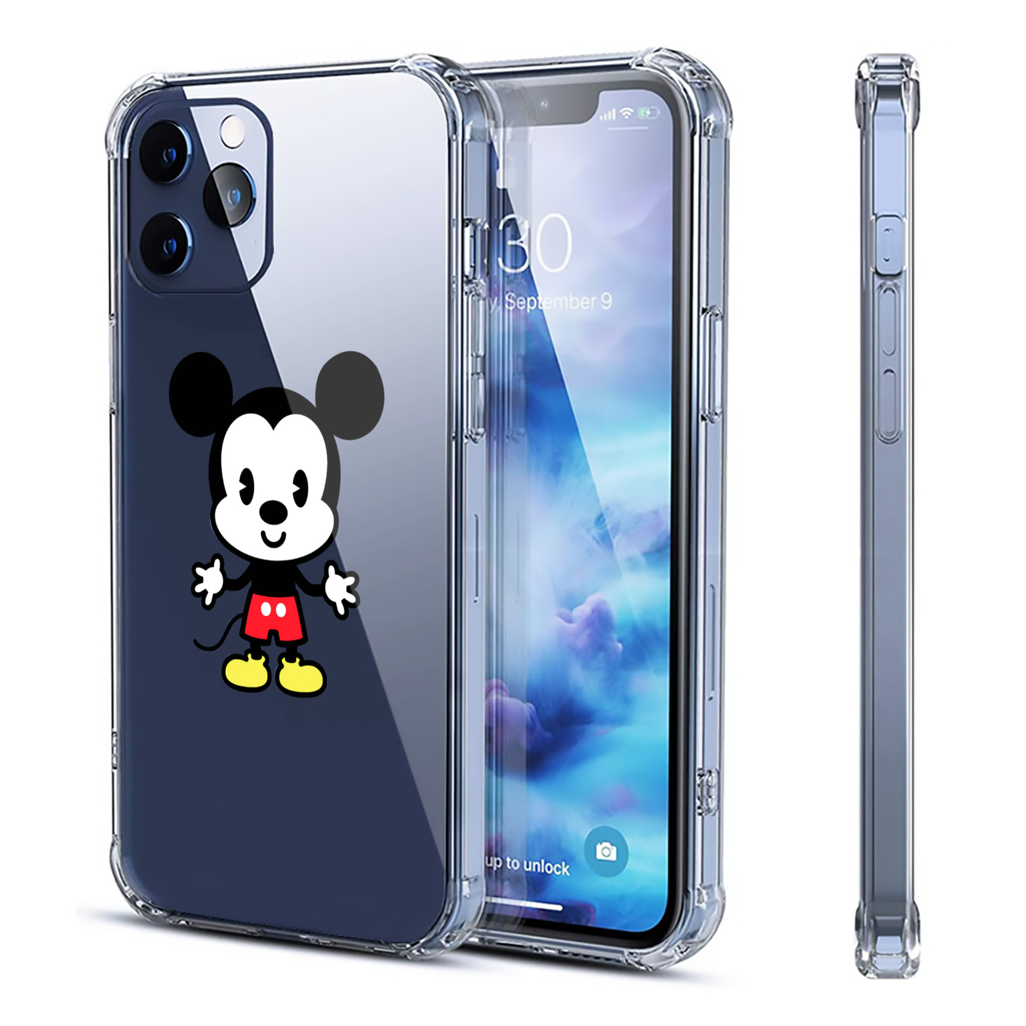 （画像用） ミッキーマウス Mickey Mouse 【iPhone 12シリーズ対応】透明スマホケース（クリアソフトケース）